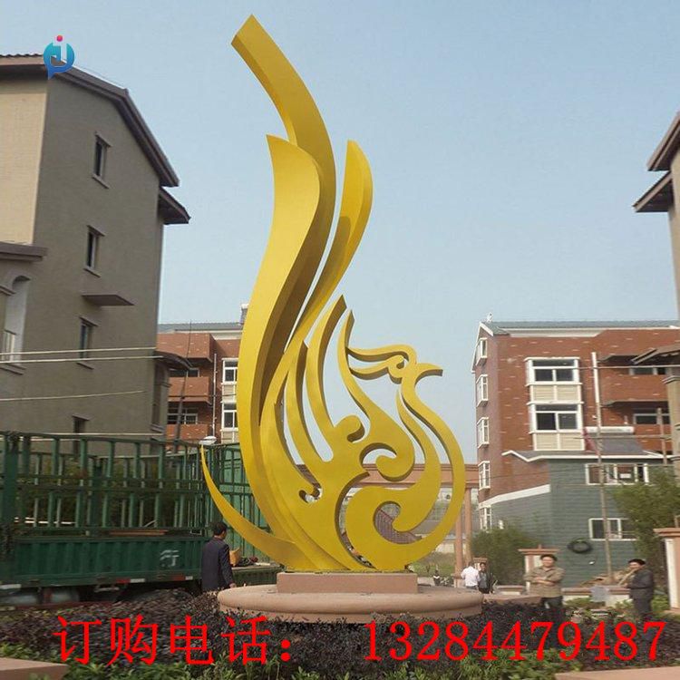 不銹鋼金色鳳凰雕塑