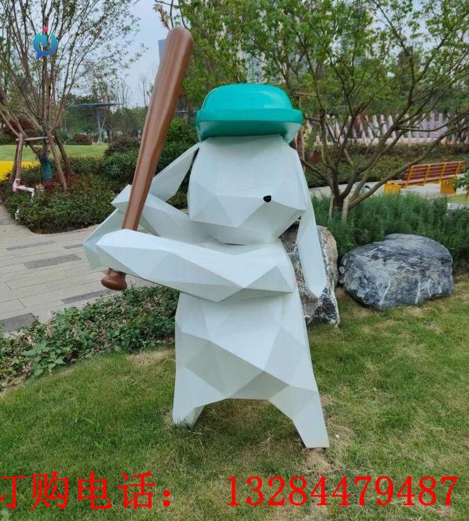 不銹鋼卡通幾何兔雕塑