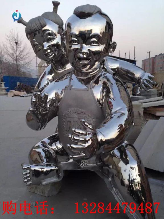 不銹鋼童趣人物雕塑