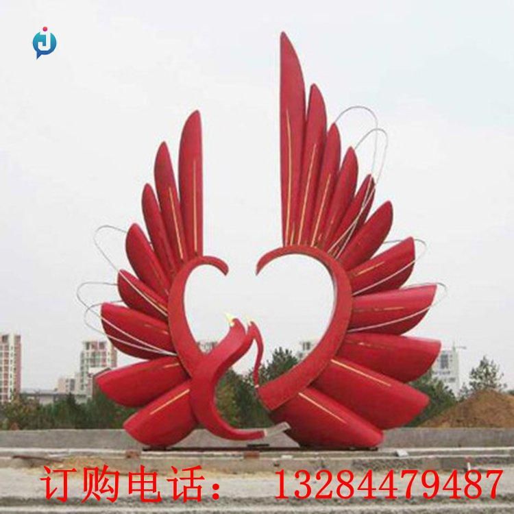 大型不銹鋼愛心抽象天鵝雕塑