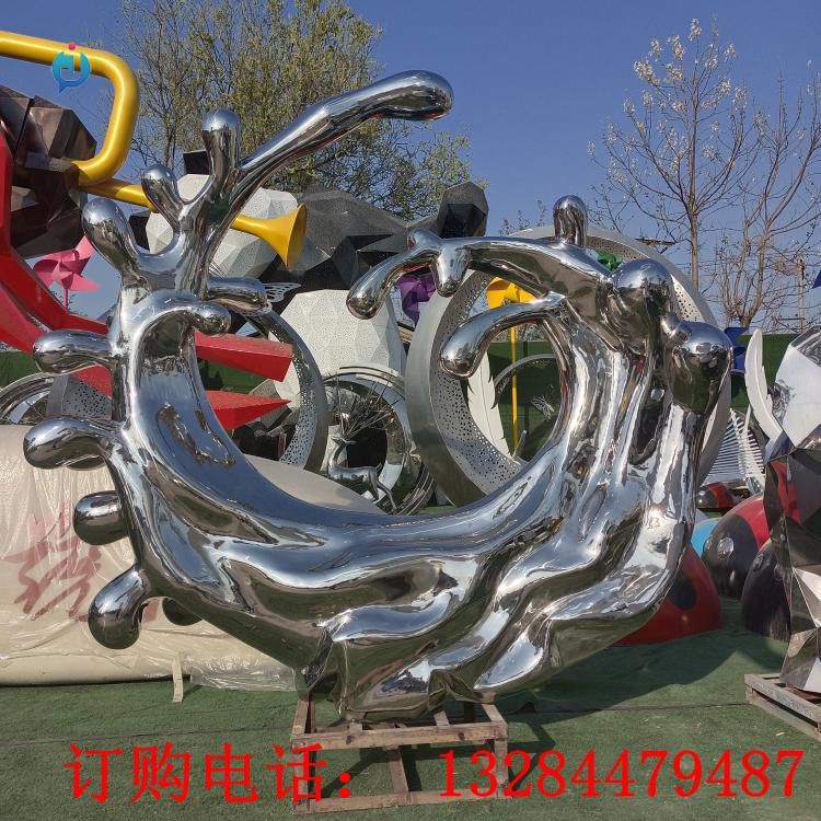 不銹鋼鏡面浪花雕塑