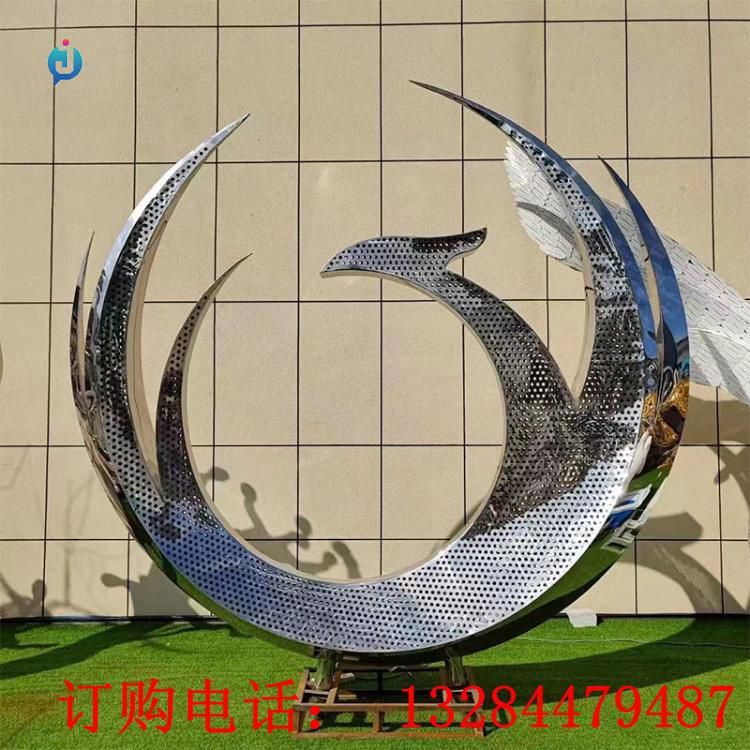 不銹鋼鳳凰圓環(huán)雕塑