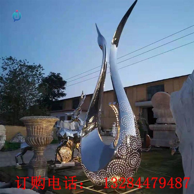 不銹鋼抽象天鵝雕塑