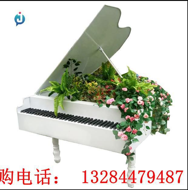 不銹鋼花架鋼琴雕塑