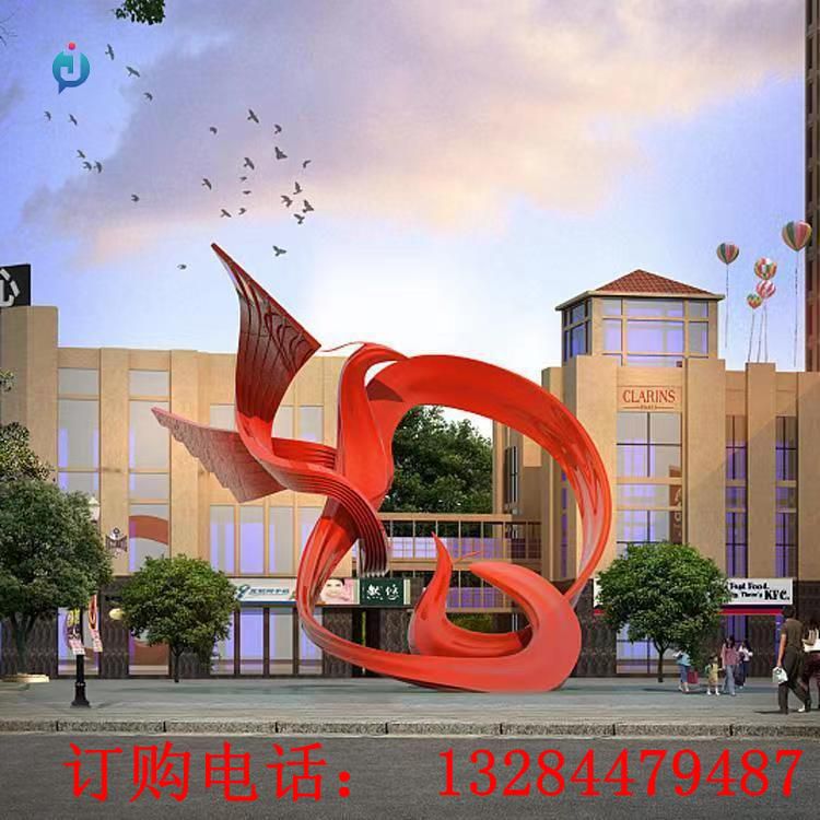 大型不銹鋼抽象鳳凰雕塑