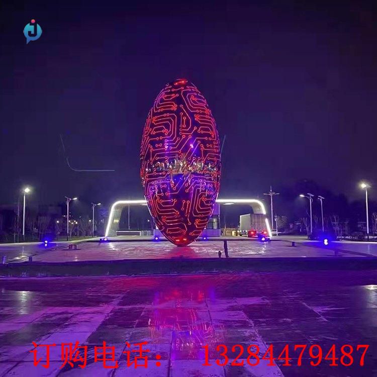 不銹鋼發(fā)光橢圓雕塑