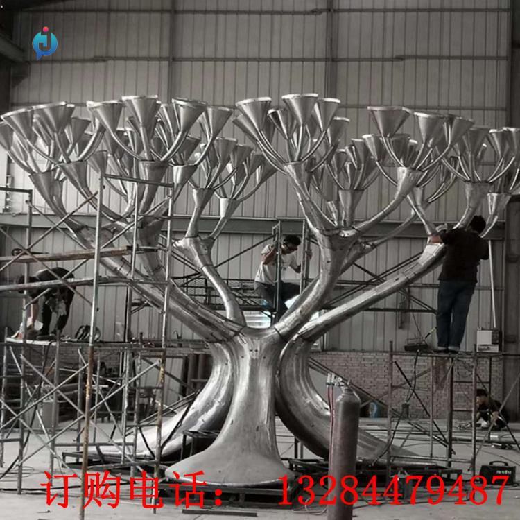 不銹鋼鏡面抽象樹雕塑
