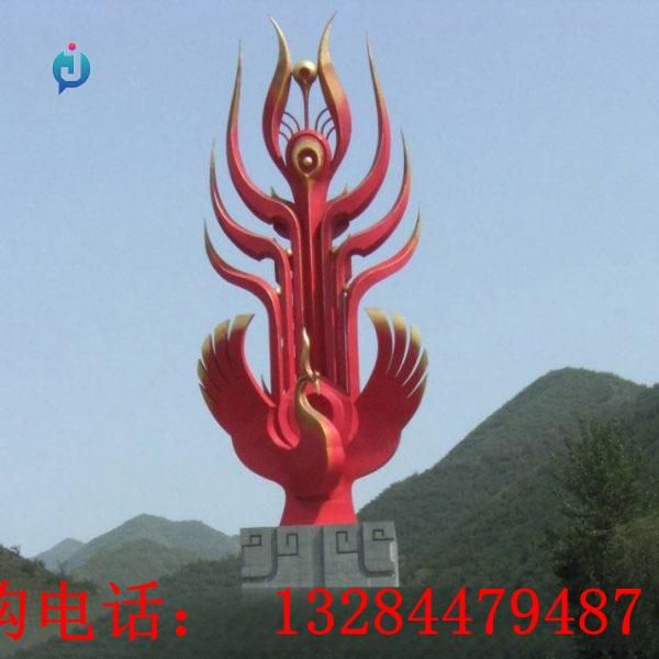 大型不銹鋼抽象鳳凰雕塑