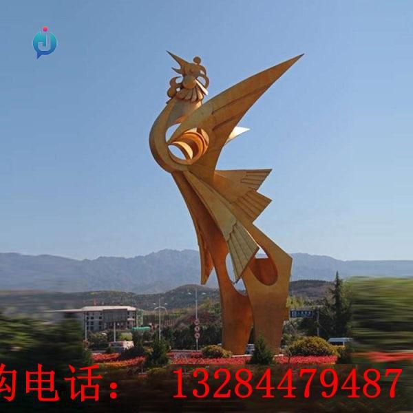 大型不銹鋼金雞雕塑