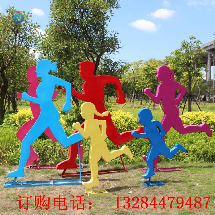 不銹鋼剪影跑步人物雕塑