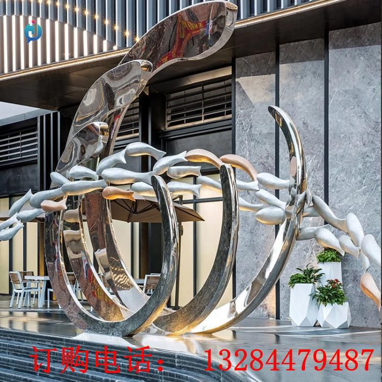 不銹鋼魚群雕塑