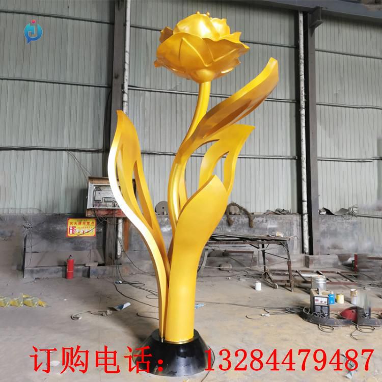 不銹鋼月季花雕塑