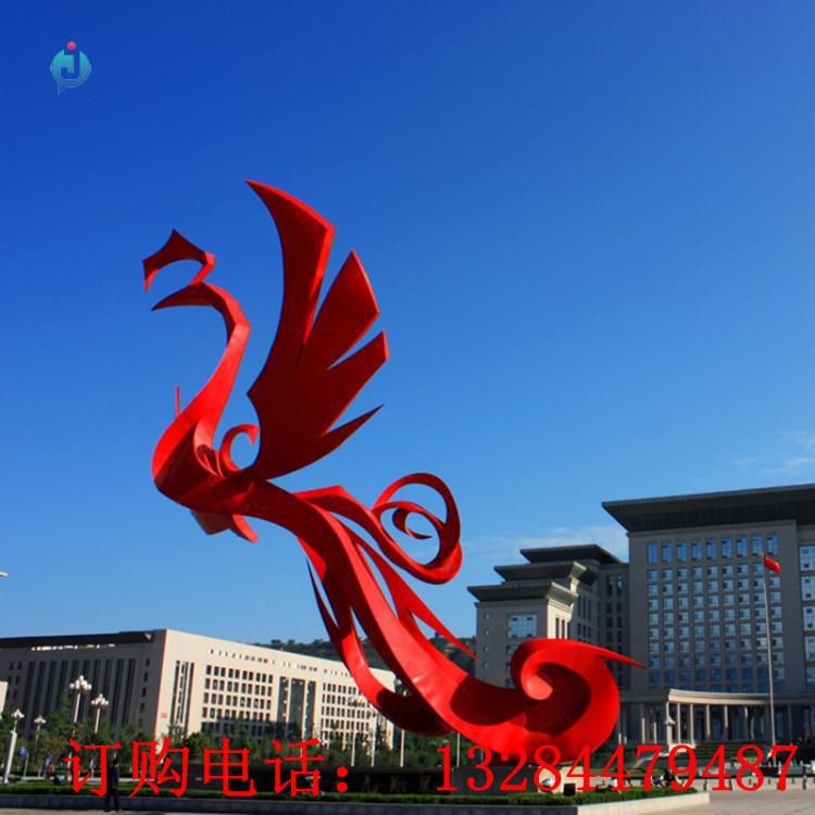 大型不銹鋼抽象鳳凰雕塑