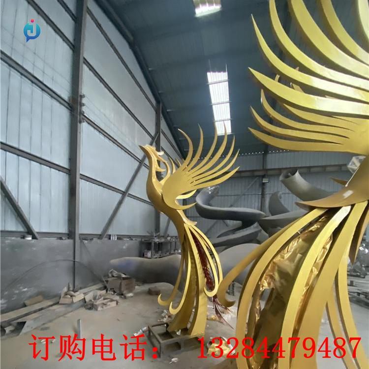 不銹鋼金色鳳凰雕塑