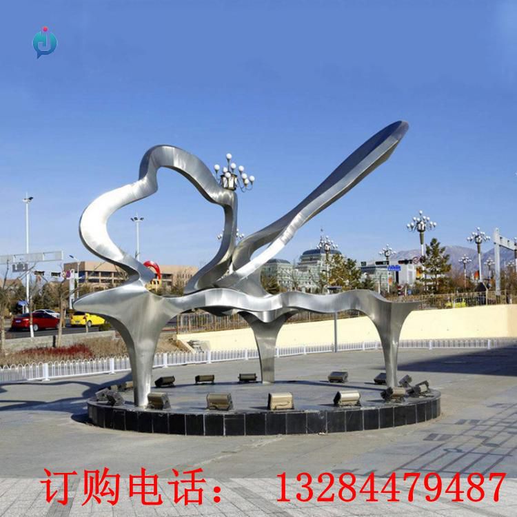 不銹鋼抽象鋼琴雕塑