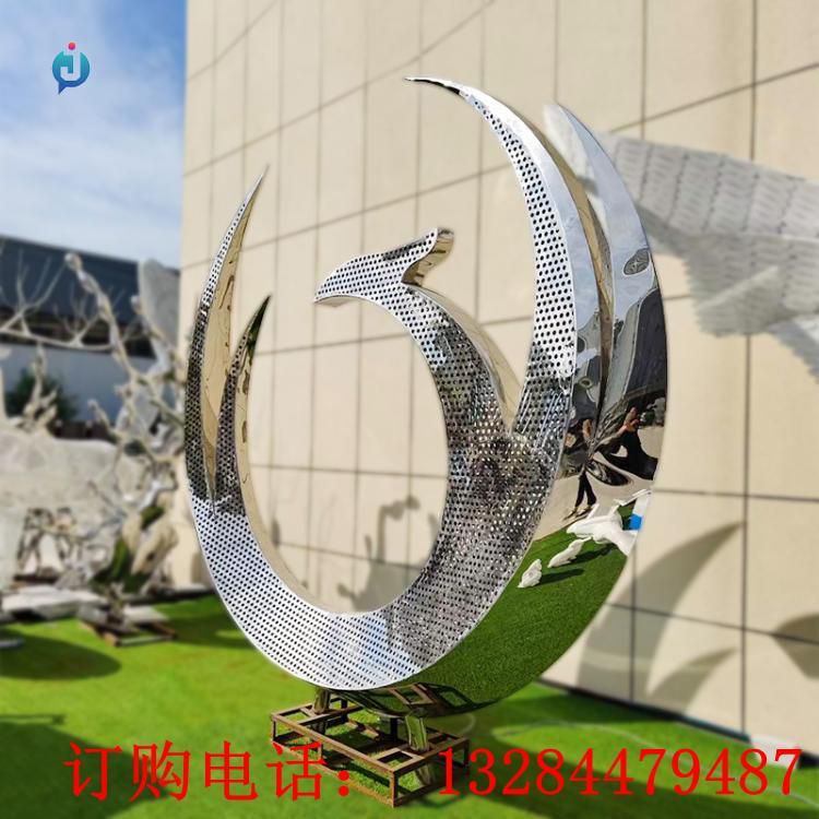 不銹鋼鏡面鳳凰圓環(huán)雕塑