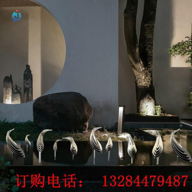 不銹鋼切片魚群雕塑