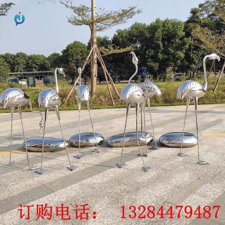 不銹鋼鏡面丹頂鶴雕塑