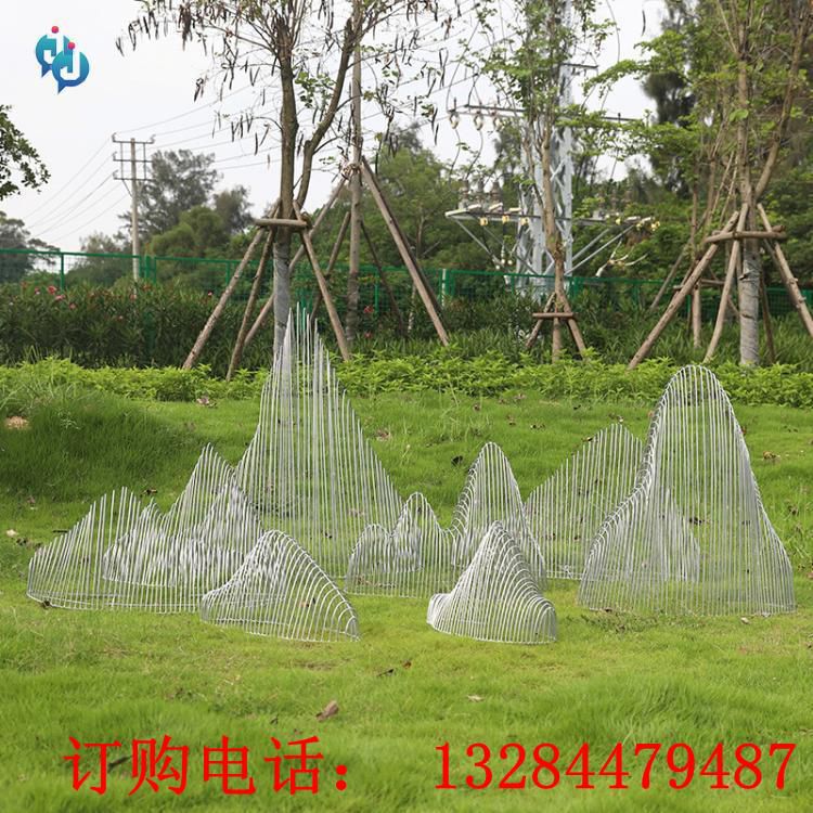 不銹鋼鏤空假山雕塑