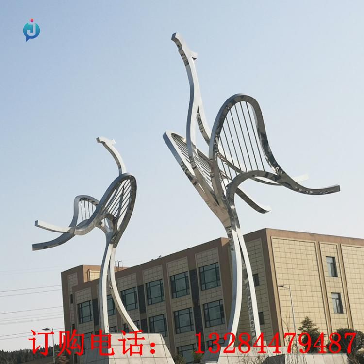 大型不銹鋼抽象鶴雕塑