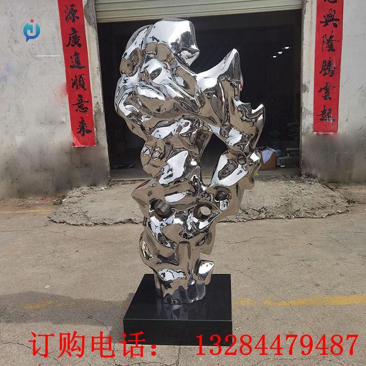 不銹鋼鏡面太湖石雕塑