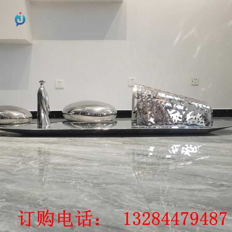 不銹鋼流水船雕塑