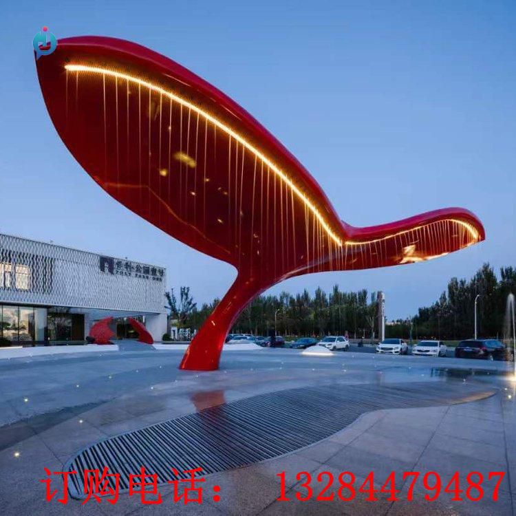 大型不銹鋼魚尾噴泉雕塑