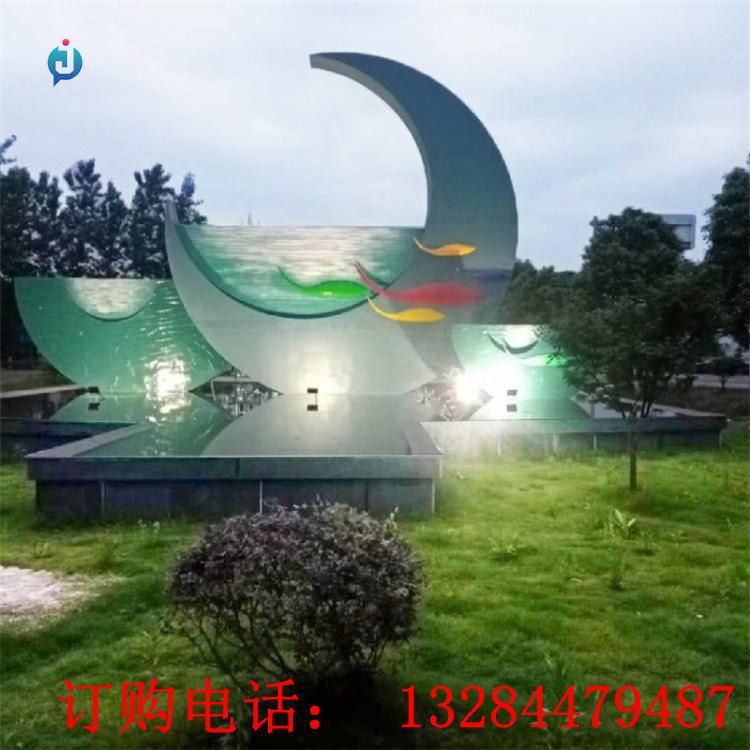大型不銹鋼發(fā)光月亮雕塑