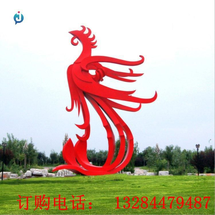 大型不銹鋼抽象鳳凰雕塑