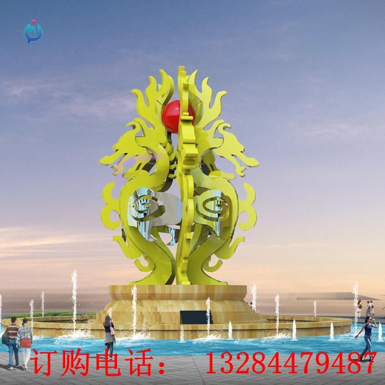 大型抽象龍柱雕塑