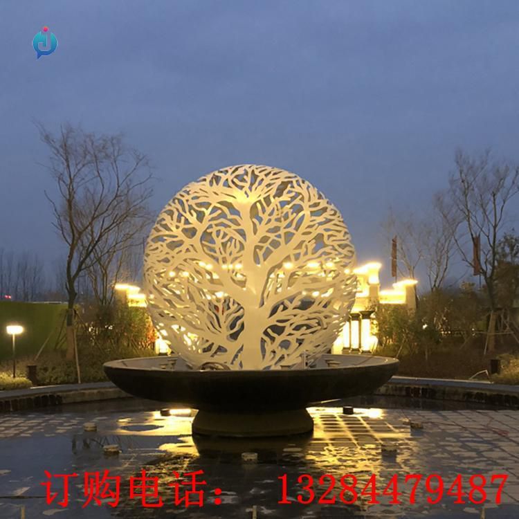 不銹鋼鏤空樹枝圓球雕塑