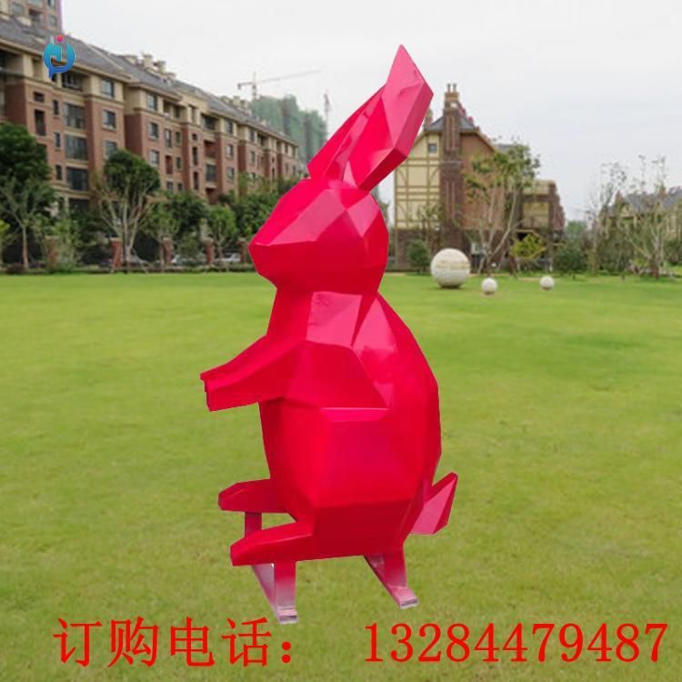 不銹鋼幾何兔子雕塑