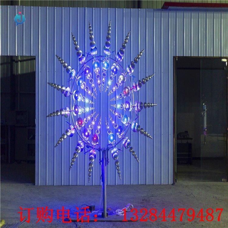 不銹鋼發(fā)光風(fēng)動(dòng)裝置雕塑