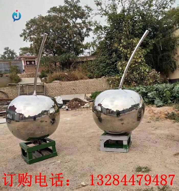 不銹鋼鏡面櫻桃雕塑