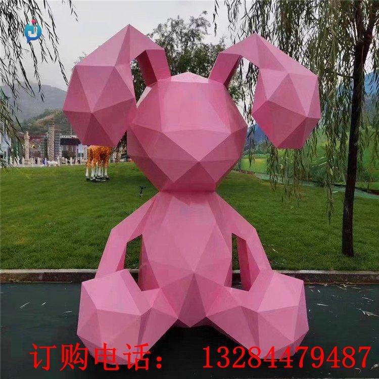 不銹鋼切面兔子雕塑