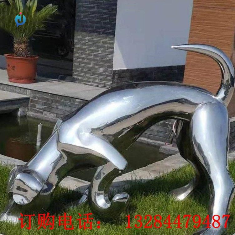 不銹鋼鏡面狗雕塑