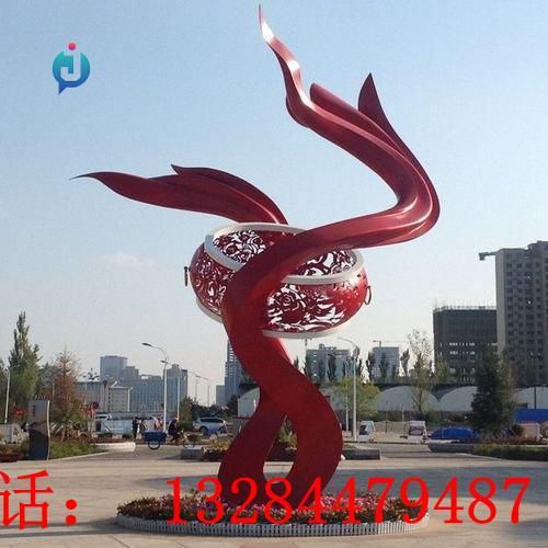不銹鋼鼓飄帶雕塑