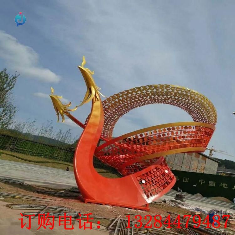 不銹鋼抽象鳳凰雕塑