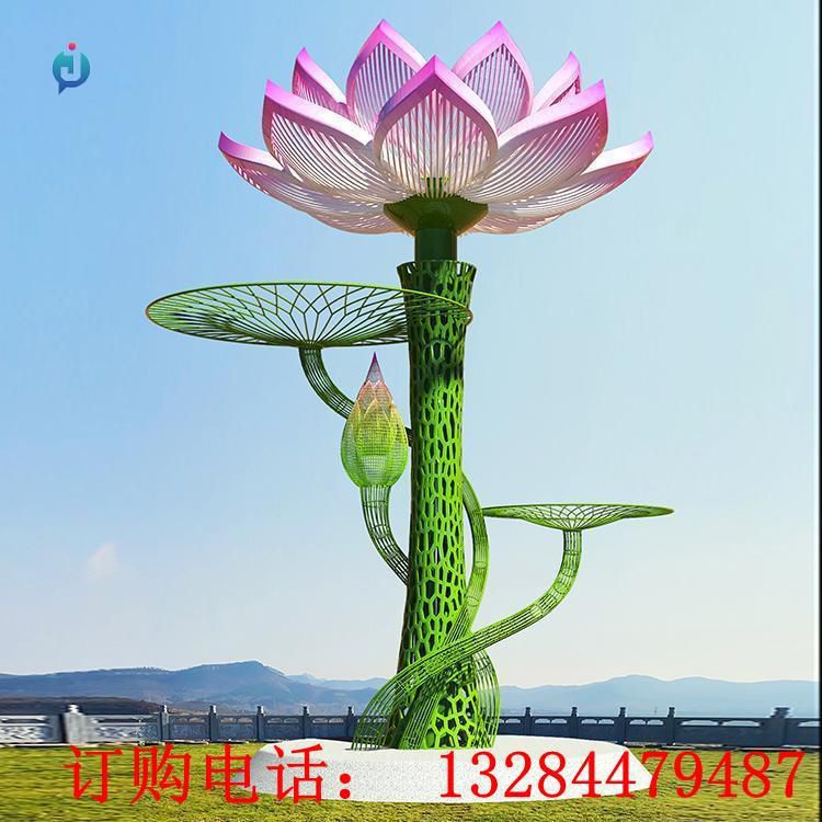 大型不銹鋼荷花雕塑