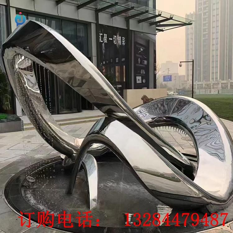 大型不銹鋼飄帶水幕雕塑