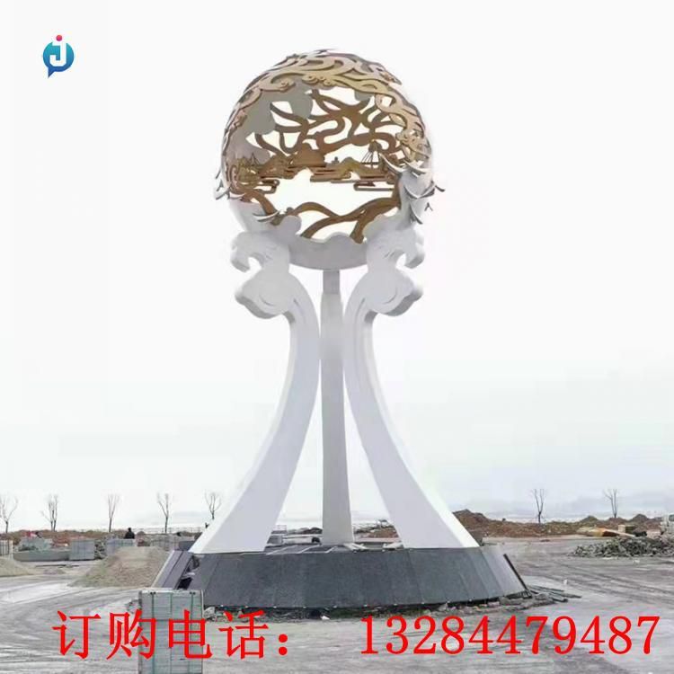 大型不銹鋼鏤空圓球雕塑