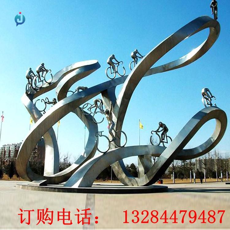 大型不銹鋼騎自行車(chē)運(yùn)動(dòng)雕塑