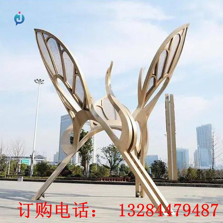 大型不銹鋼抽象仙鶴雕塑