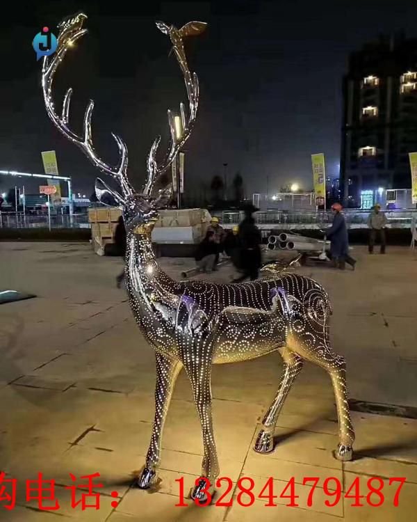 不銹鋼發(fā)光梅花鹿雕塑