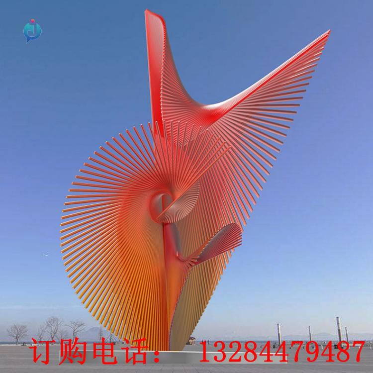 不銹鋼彩繪圓管飄帶雕塑