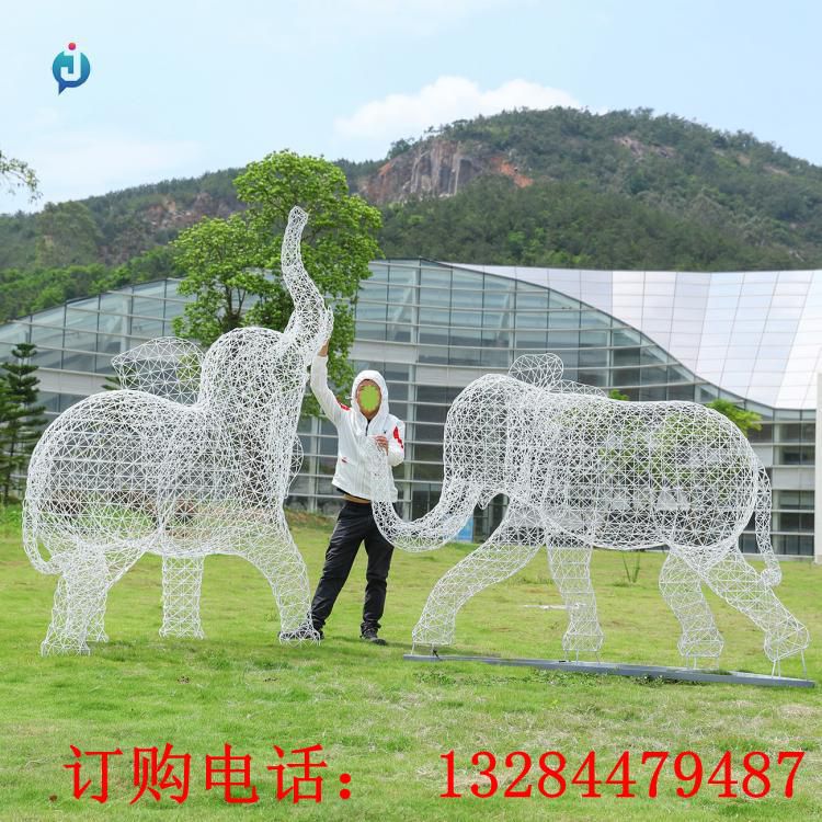 不銹鋼鏤空大象雕塑
