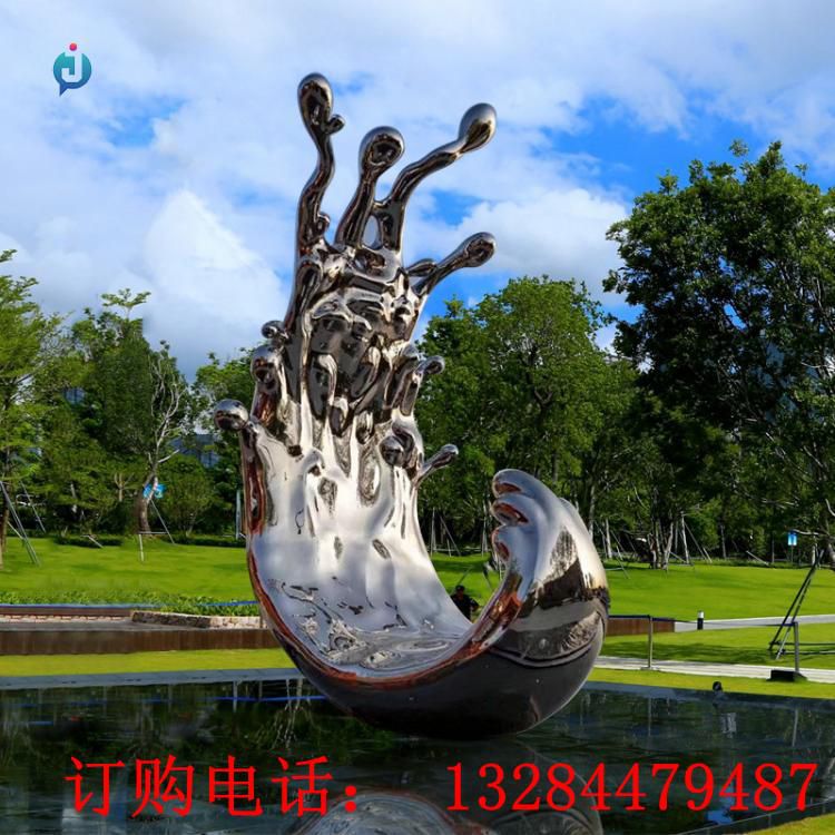 不銹鋼鏡面浪花雕塑