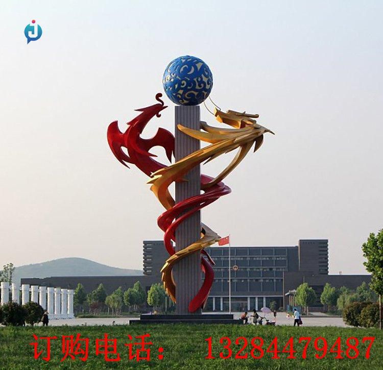 不銹鋼龍鳳戲珠雕塑