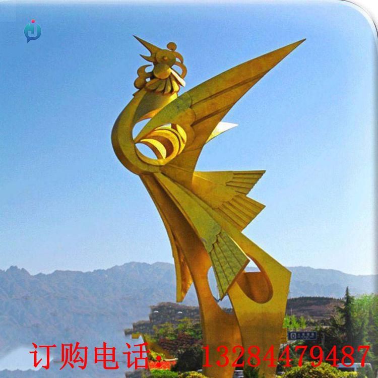 不銹鋼金色鳳凰雕塑