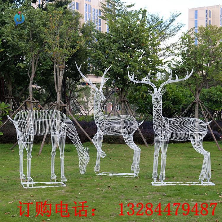 不銹鋼鏤空鹿雕塑